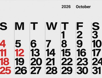 A picture of a calendar for October 2026